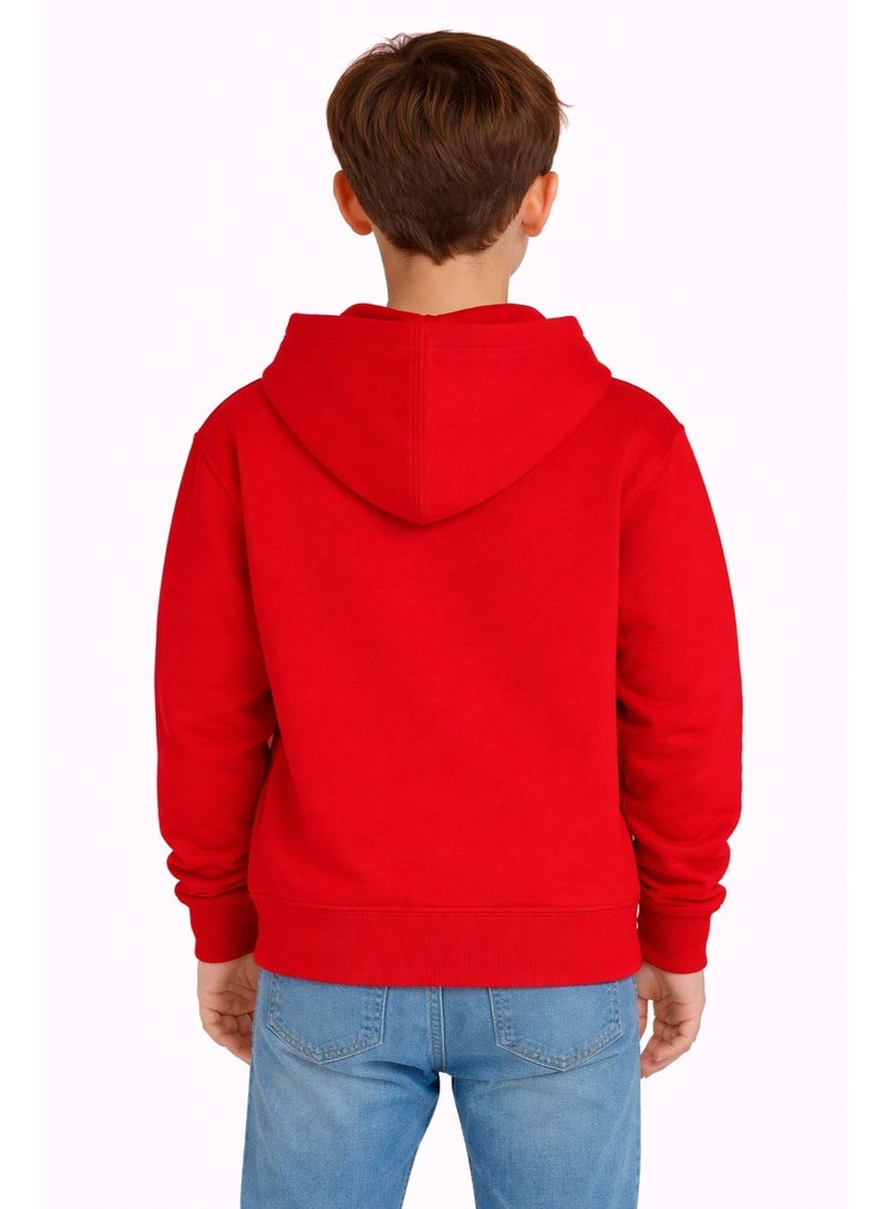 Premium Apparel Kids Red Regular-Fit Hoodie – Unisex Pullover Sweatshirt for Boys & Girls, Casual Everyday Wear - Image 3